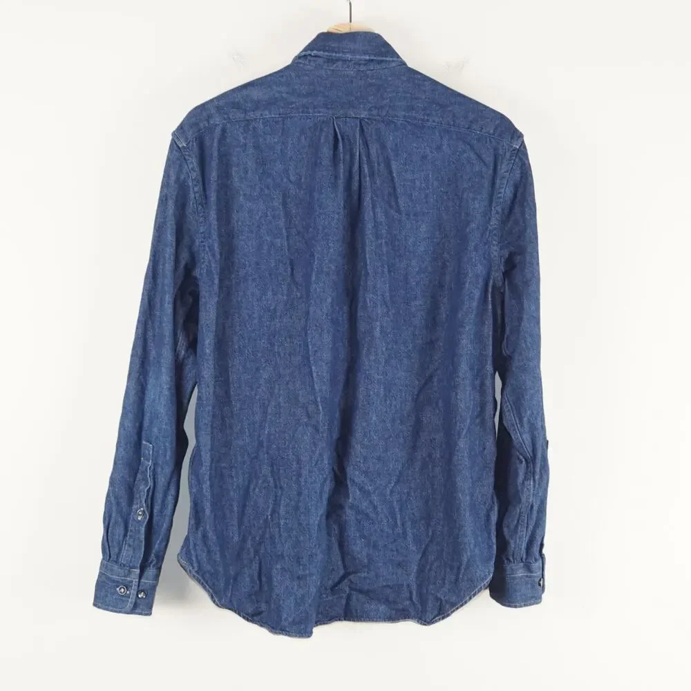 Banana Republic Keegan Cotton Hemp Blue Denim Button Down Standard Fit Shirt M